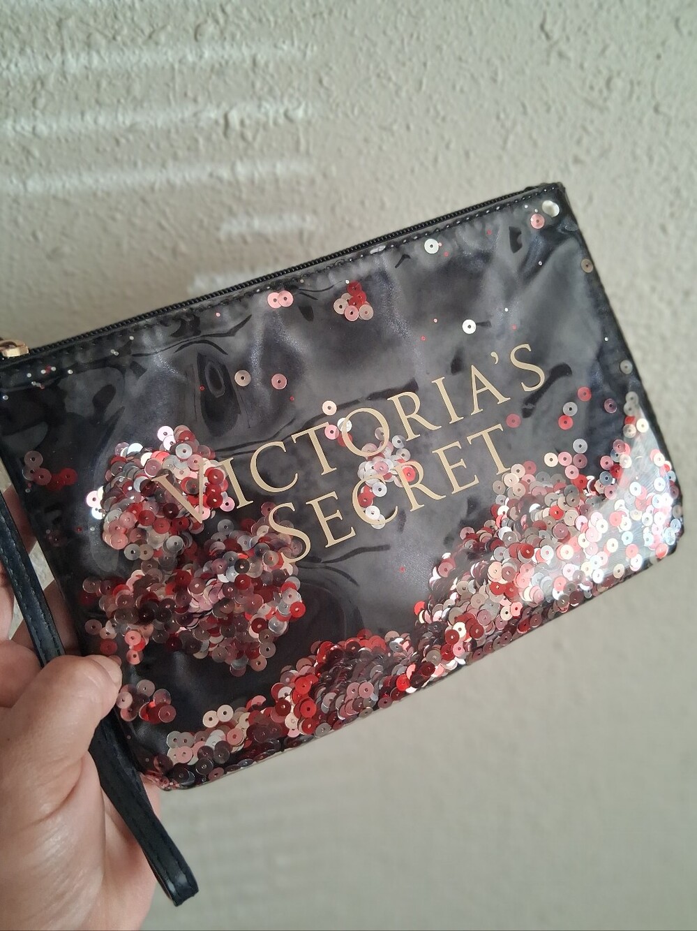 Victoria's Secret Vlack Sequin Make Up Bag